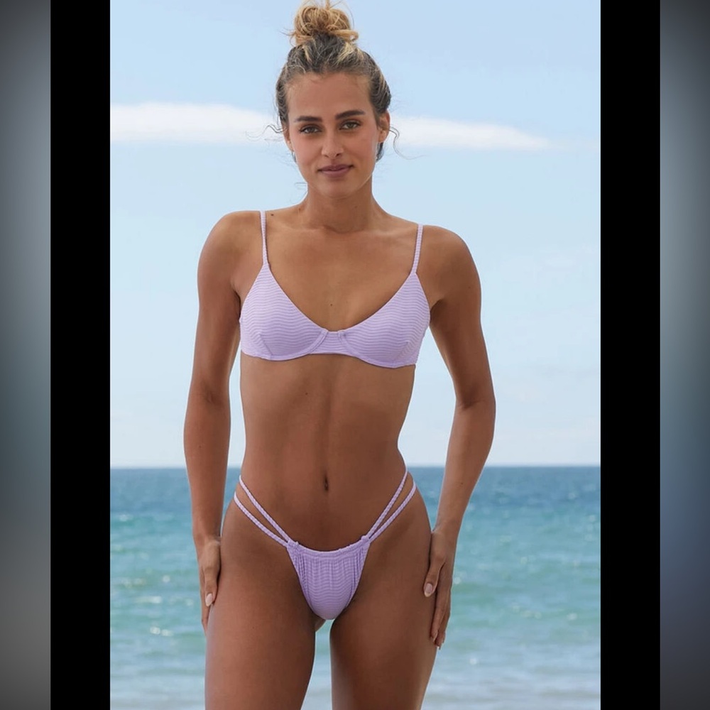 TOAST -Eco Purple Ribbed Signature Underwire Bralette Bikini Top